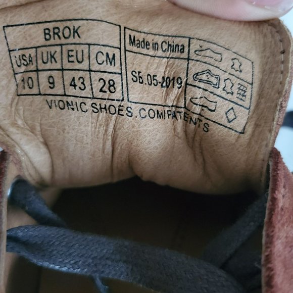 Vionic Men's Mott Brok Leather Orthotic Arch Support Walking Shoes Dark Brown 10 - Picture 14 of 16